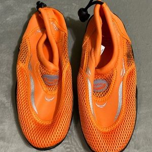 Neon orange water shoes